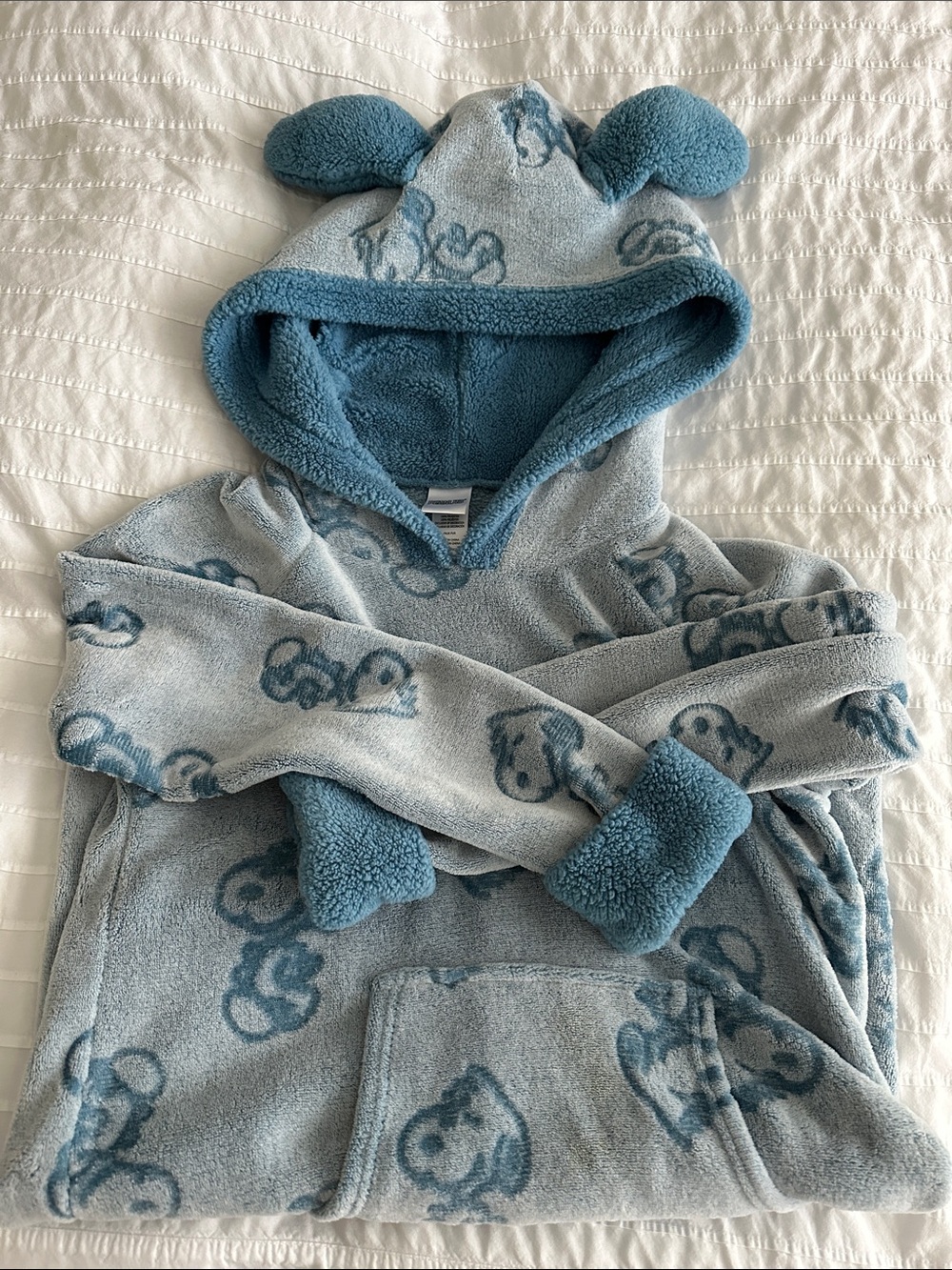 Peanuts Snoopy Kids Blue Fleece Hooded Pajama Top with Ears